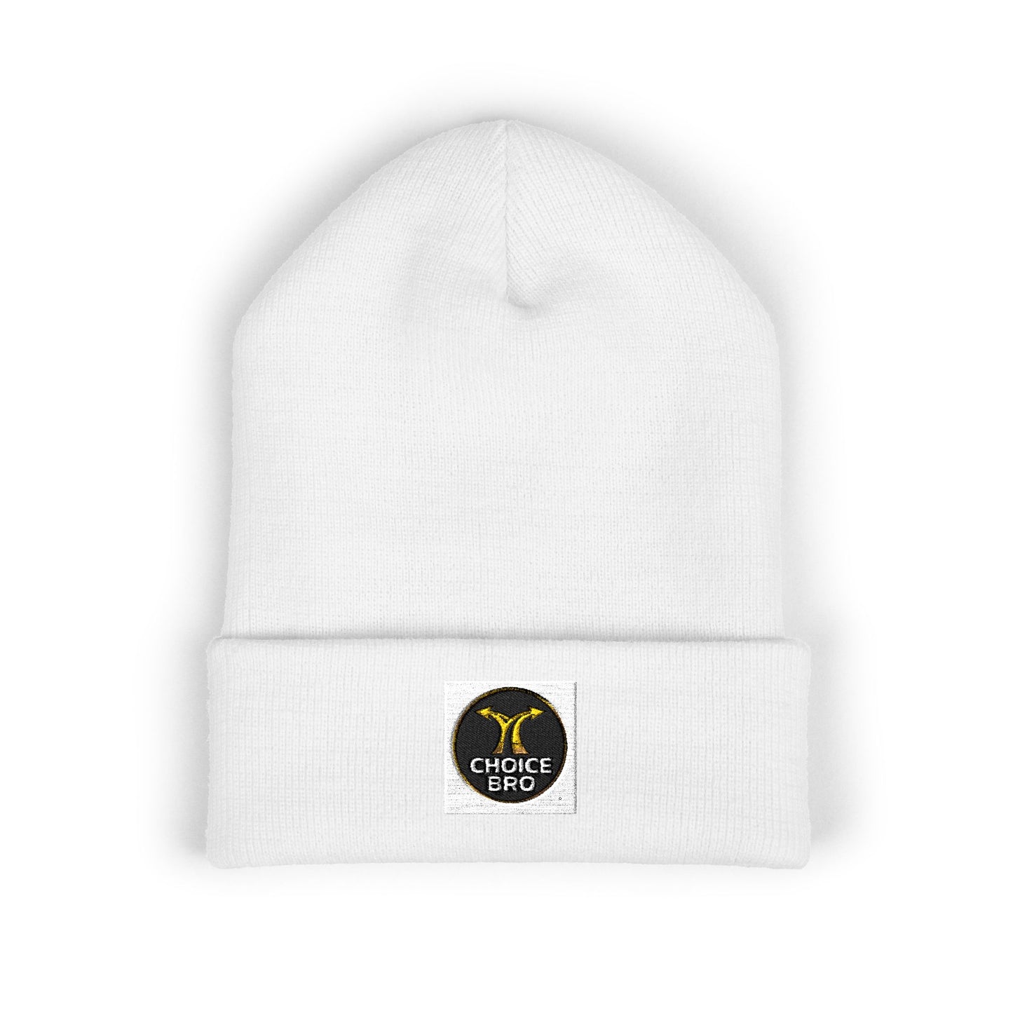 Embroidered Bee Crest Cuffed Beanie — Classic Winter Hat