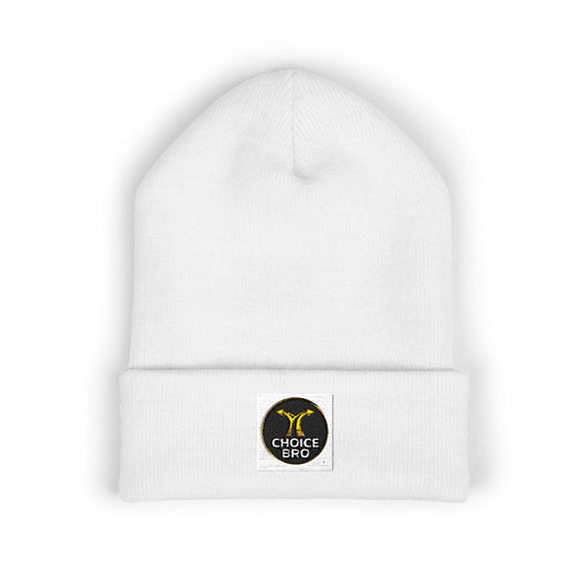 Embroidered Bee Crest Cuffed Beanie — Classic Winter Hat
