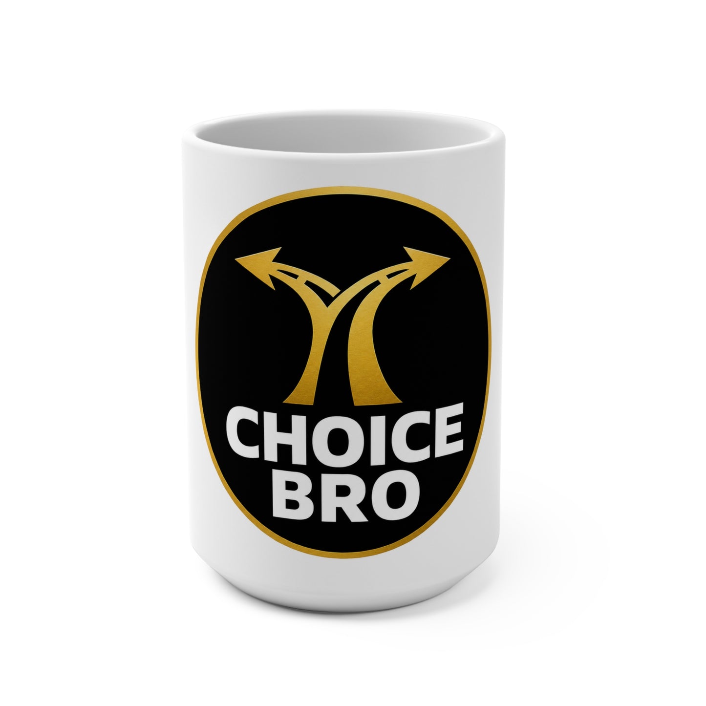 Choice Bro Mug — 15oz Funny Decision-Making Coffee Cup (Gold & Black)