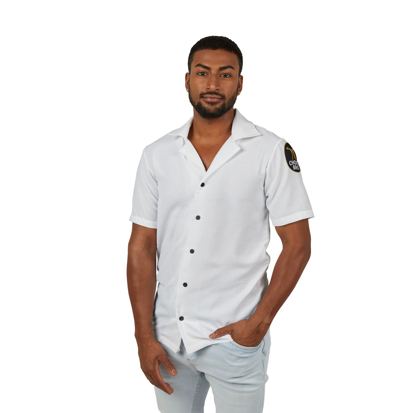 Choice Bro Logo Hawaiian Camp Shirt — Men’s Casual Button-Up for Vacation & Beach